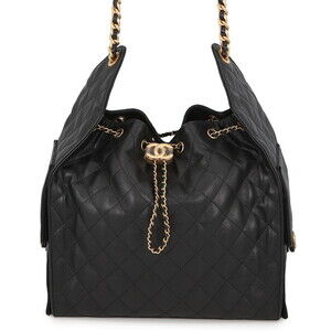 Chanel Chain Shoulder Bag CHANEL25 Medium Coco Mark Matelassé Caviar Skin AS5...